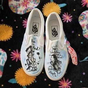 White Alice in Wonderland Vans